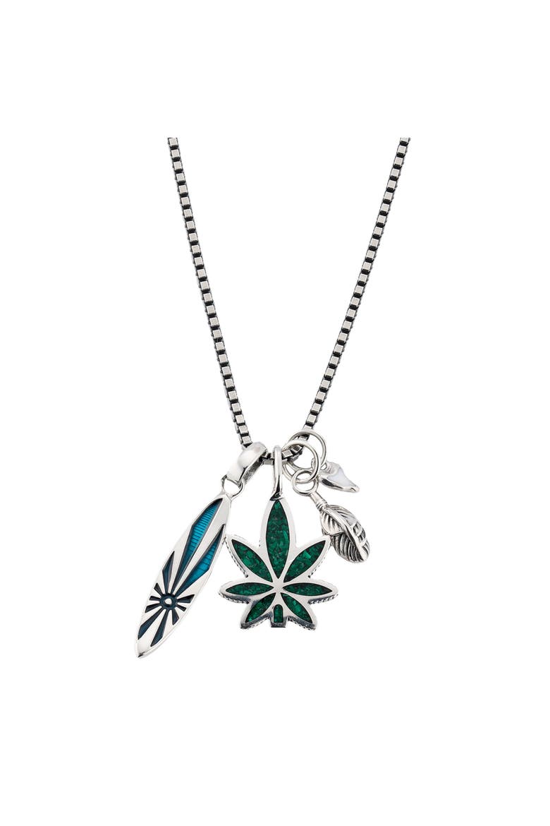 Sterling Silver Surf Charm Necklace, Main, color, SILVER