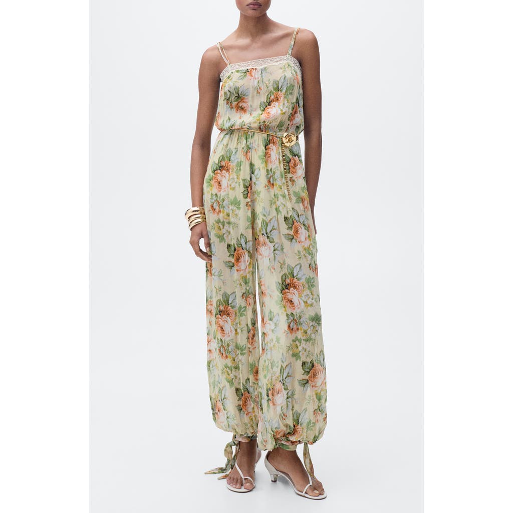 Mango Floral Tie Leg Jumpsuit