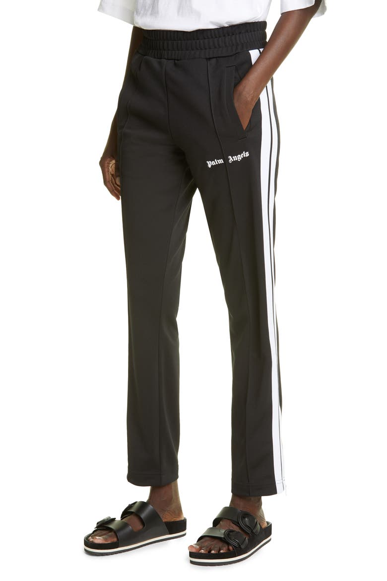 Women's Stripe Logo Track Pants, Alternate, color, BLACK WHITE