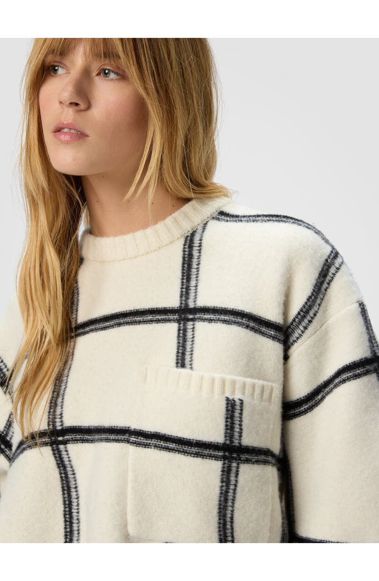 Missoni Oversized Wool Check Crew Neck Sweater, Alternate, color, White