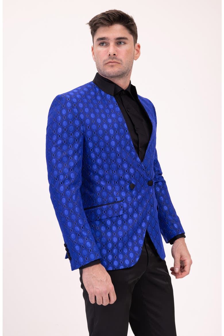 Texture Eyelet Tuxedo Jacket, Alternate, color, BLUE