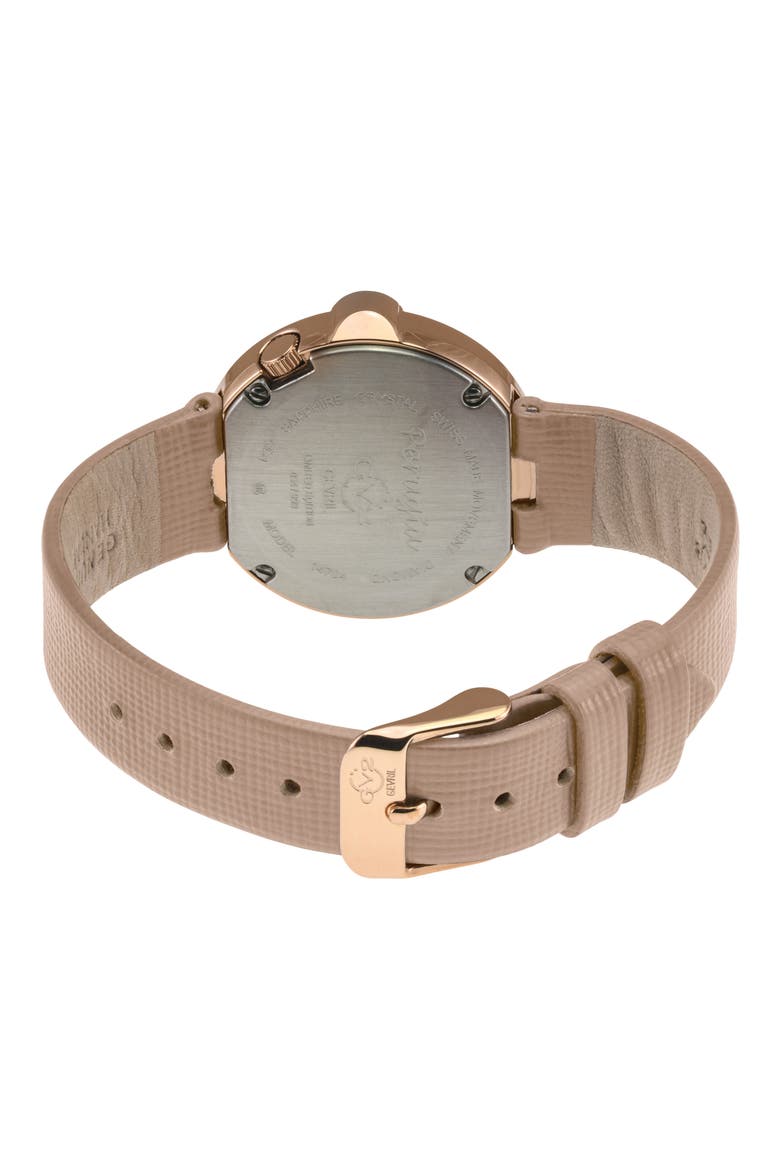 Perugia Diamond Leather Band Watch, Alternate, color, BEIGE