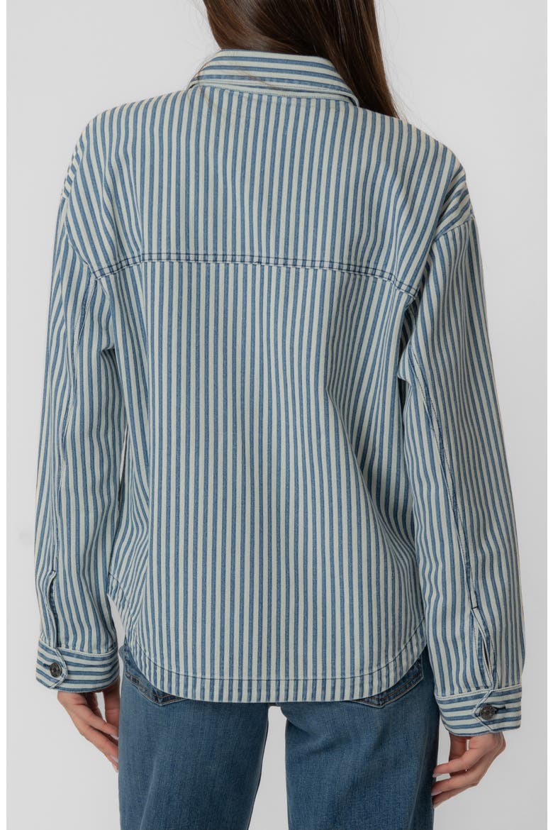 Ellie Stripe Denim Jacket, Alternate, color, INDIGO/ WHITE