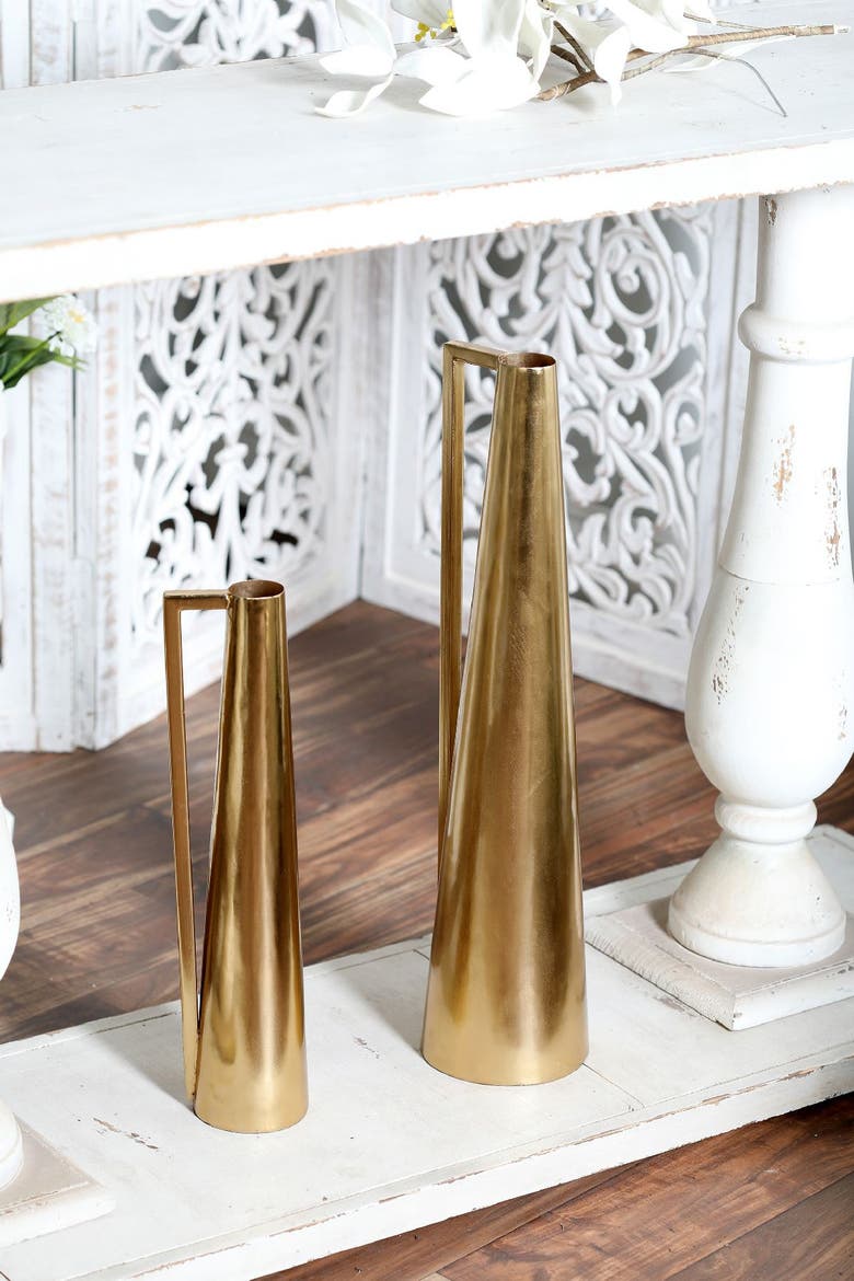 Goldtone Metal Vase with Handles - Set of 2, Alternate, color, GOLD