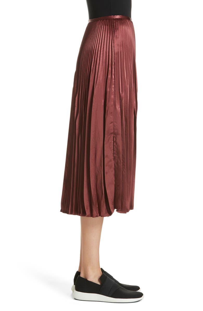 Vince Chevron Pleated Satin Skirt, Alternate, color, 