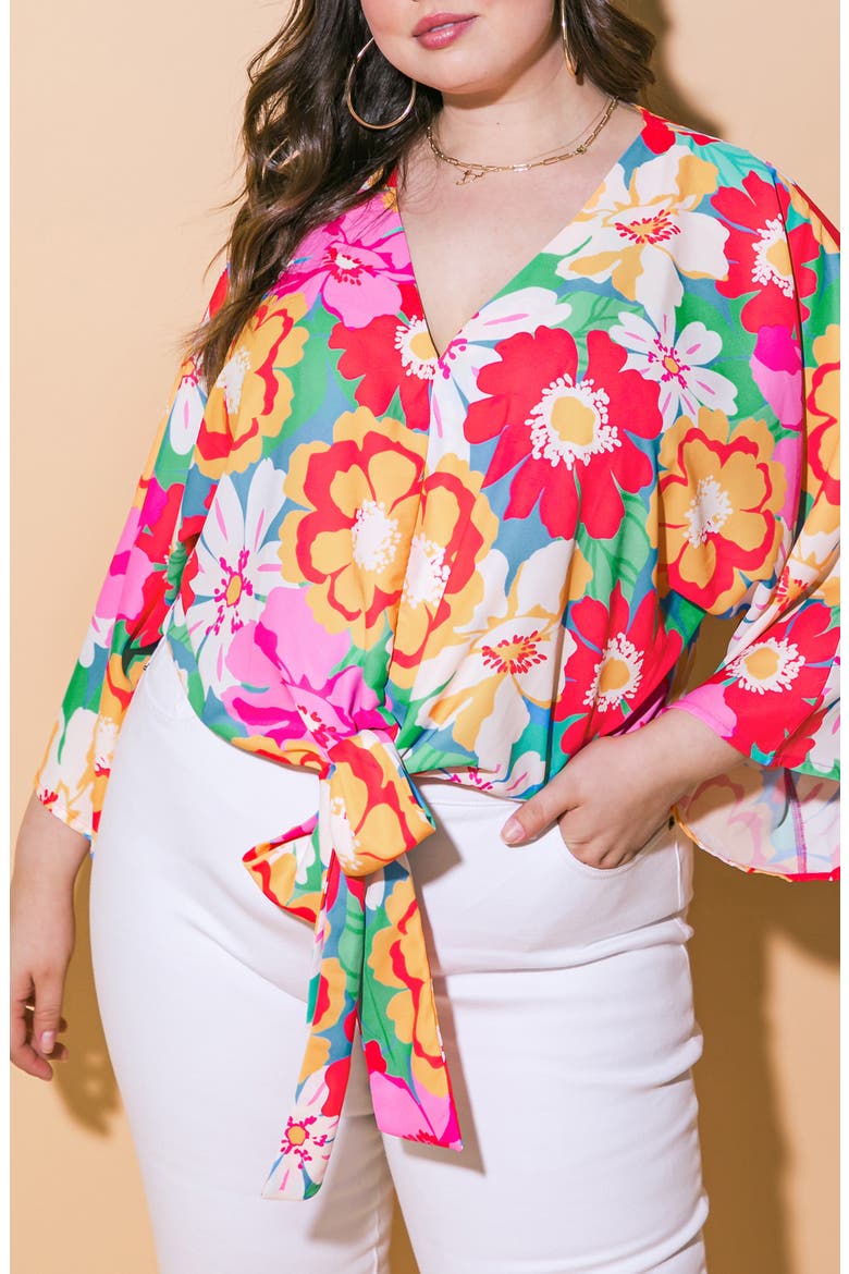 Print Woven Top, Alternate, color, RED BLUE
