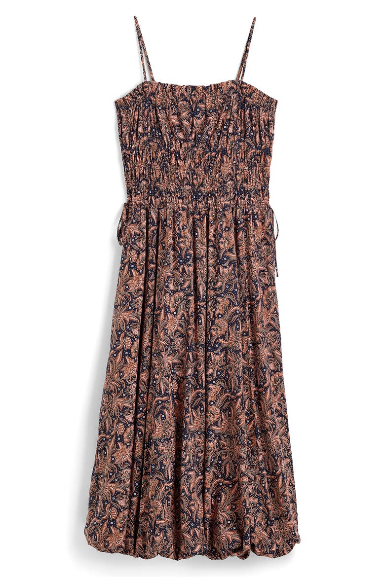 madewell brown smocked dress Paisley Bubble Hem Maxi (Women) Size:Customer size