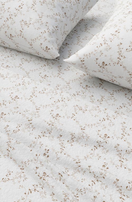Woven & Weft Winter Floral 4-piece Flannel Bed Sheet Set In White