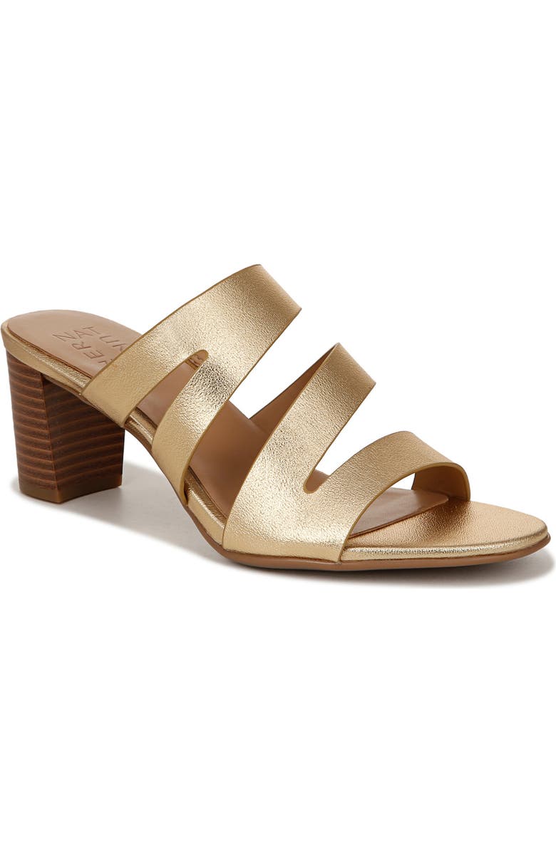 Naturalizer Beaming Block Heel Slide Sandal, Main, color, Dark Gold Faux Leather