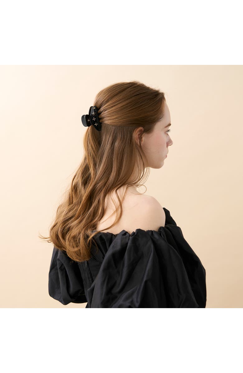 Alexandre de Paris En Pamoison Strass Acetate and Pearls Hair Claw Clip, Alternate, color, Black