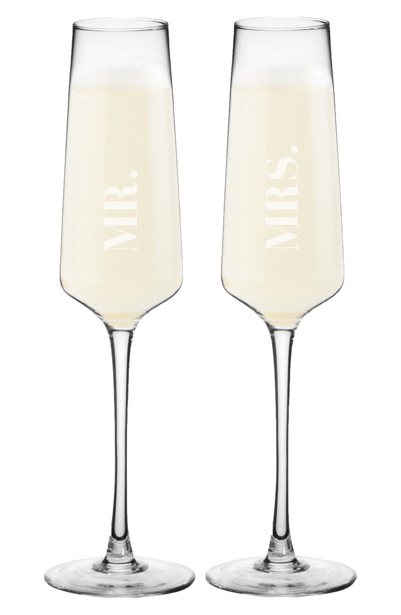 Cathy's Concepts Mr. & Mrs. Set of 2 Champagne Flutes, Alternate, color,