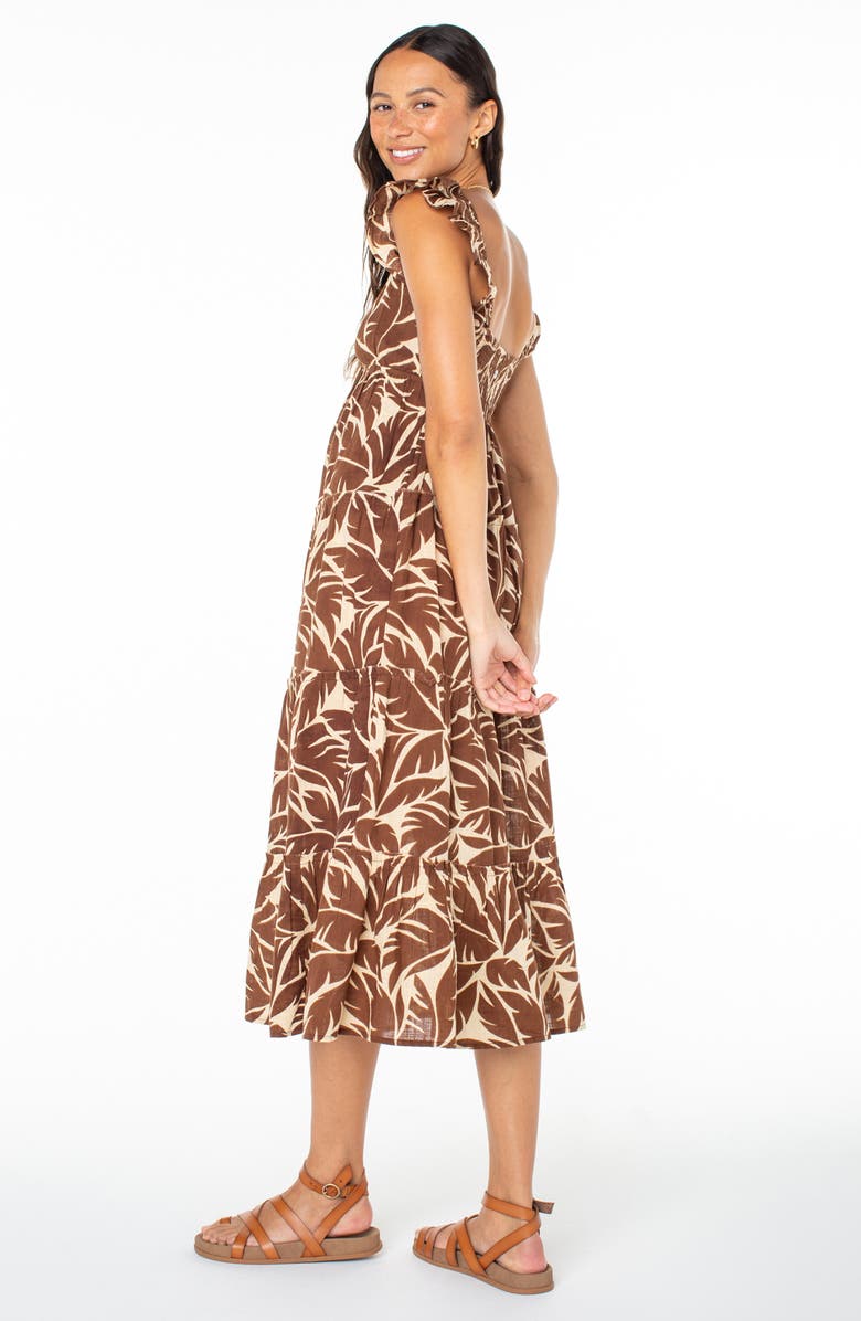 Roxy Palmy Days Tiered Cotton Midi Dress, Alternate, color, Parchment