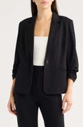 AK ANNE KLEIN One Button Jacket with Scrunch Sleeves