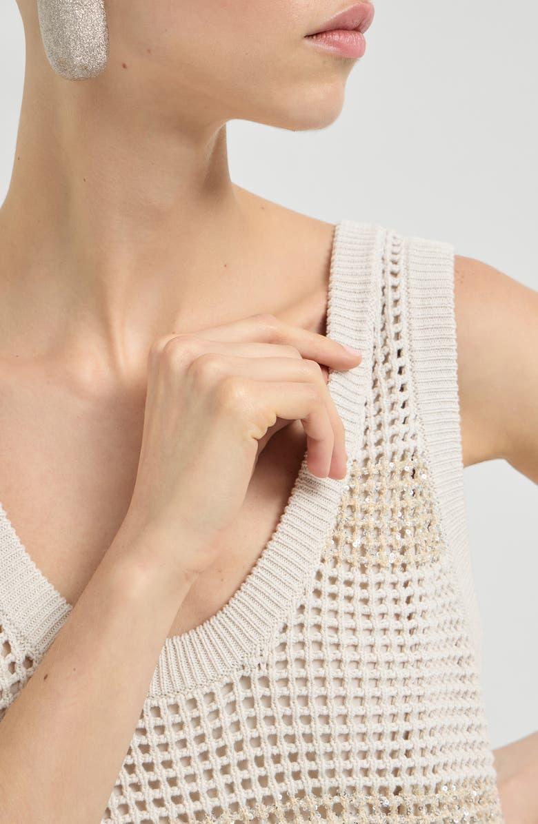 Brunello Cucinelli Dress with dazzling stripes, Alternate, color, Oat