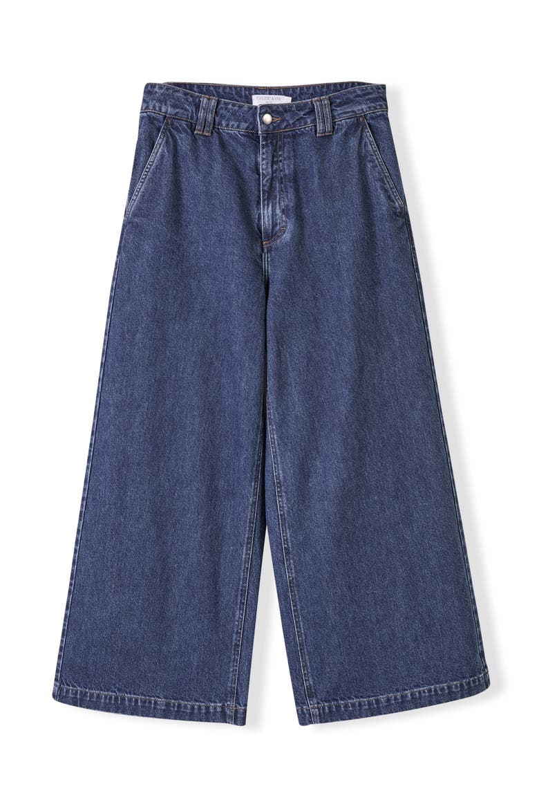 Crop Wide Leg Trousers, Alternate, color, Indigo Mid Wash