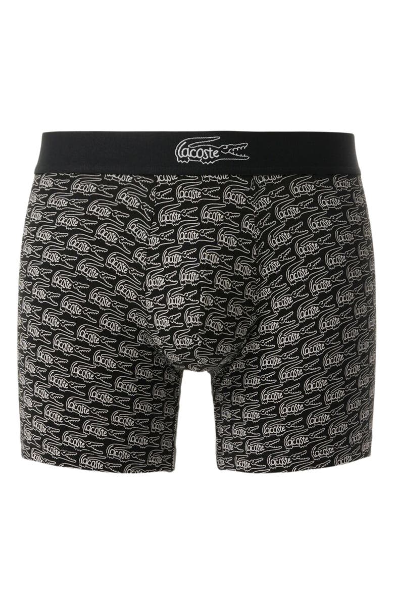 Lacoste Core Graphics Boxer Briefs, Alternate, color, Black/ White