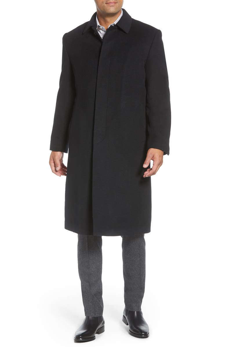 Hart Schaffner Marx Stanley Classic Fit Wool & Cashmere Overcoat, Alternate, color, Black
