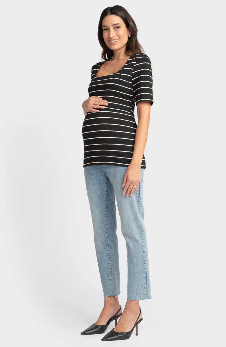 Seraphine Stripe Square Neck Maternity/Nursing T-Shirt, Alternate, color, 