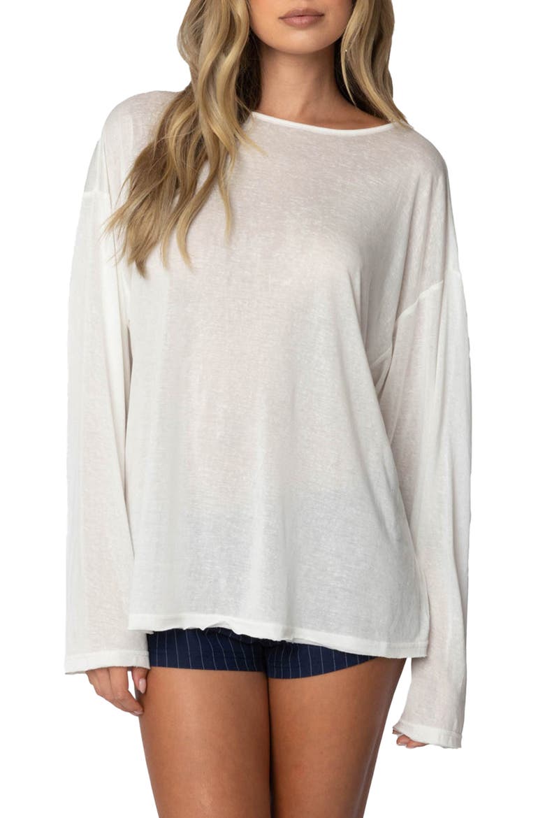 Oversize Semi-Sheer Top, Main, color, WHITE