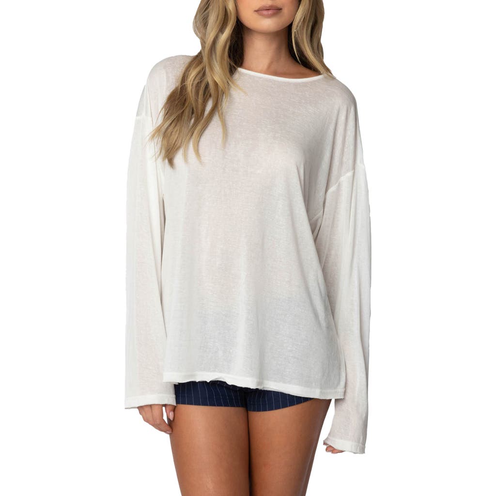 Edikted Oversize Semi-sheer Top In White