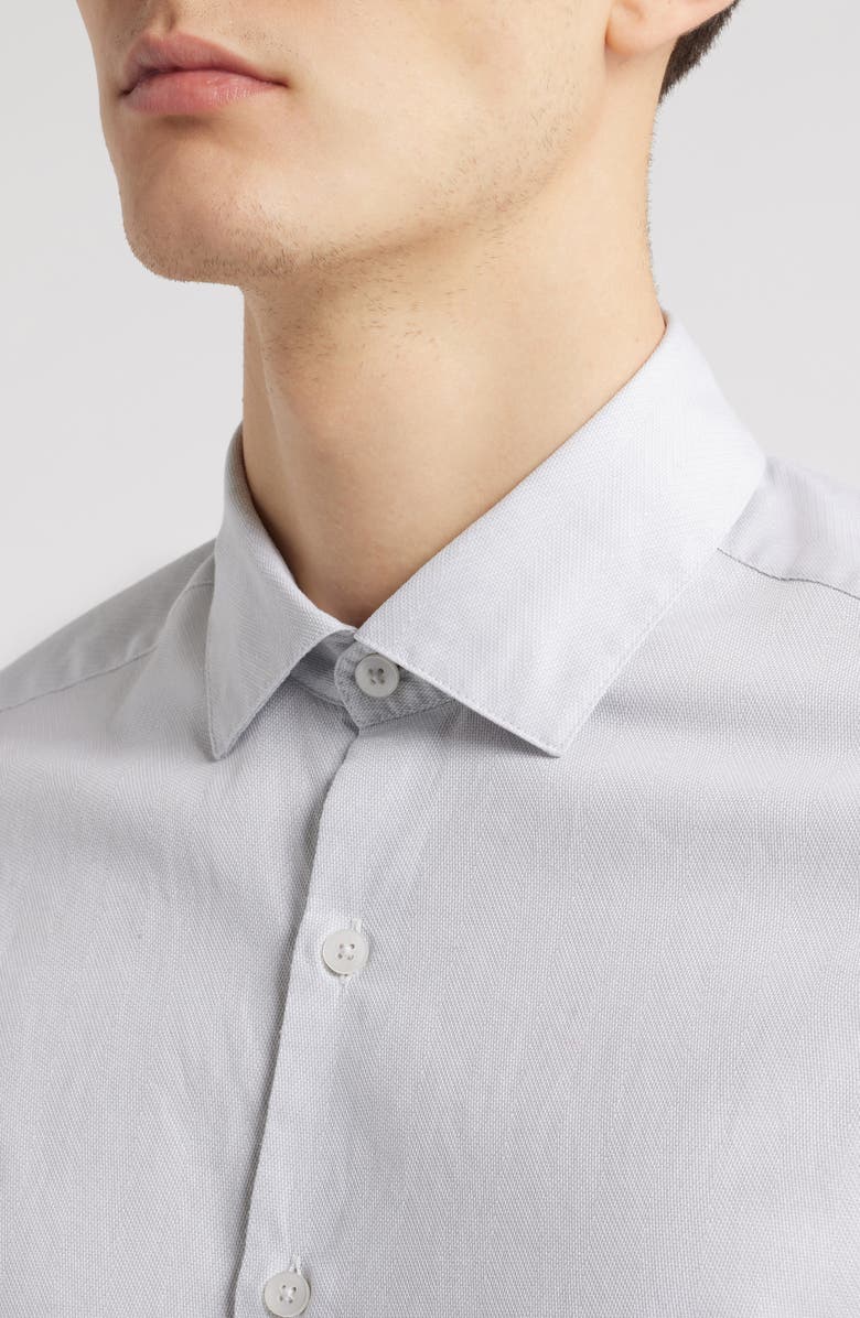 Robert Barakett Theodore Cotton Herringbone Button-Up Shirt, Alternate, color, White