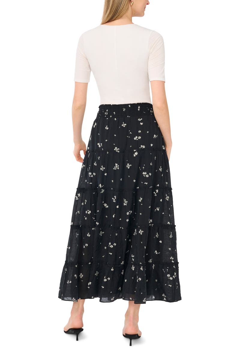 Floral Tiered Skirt, Alternate, color, RICH BLACK