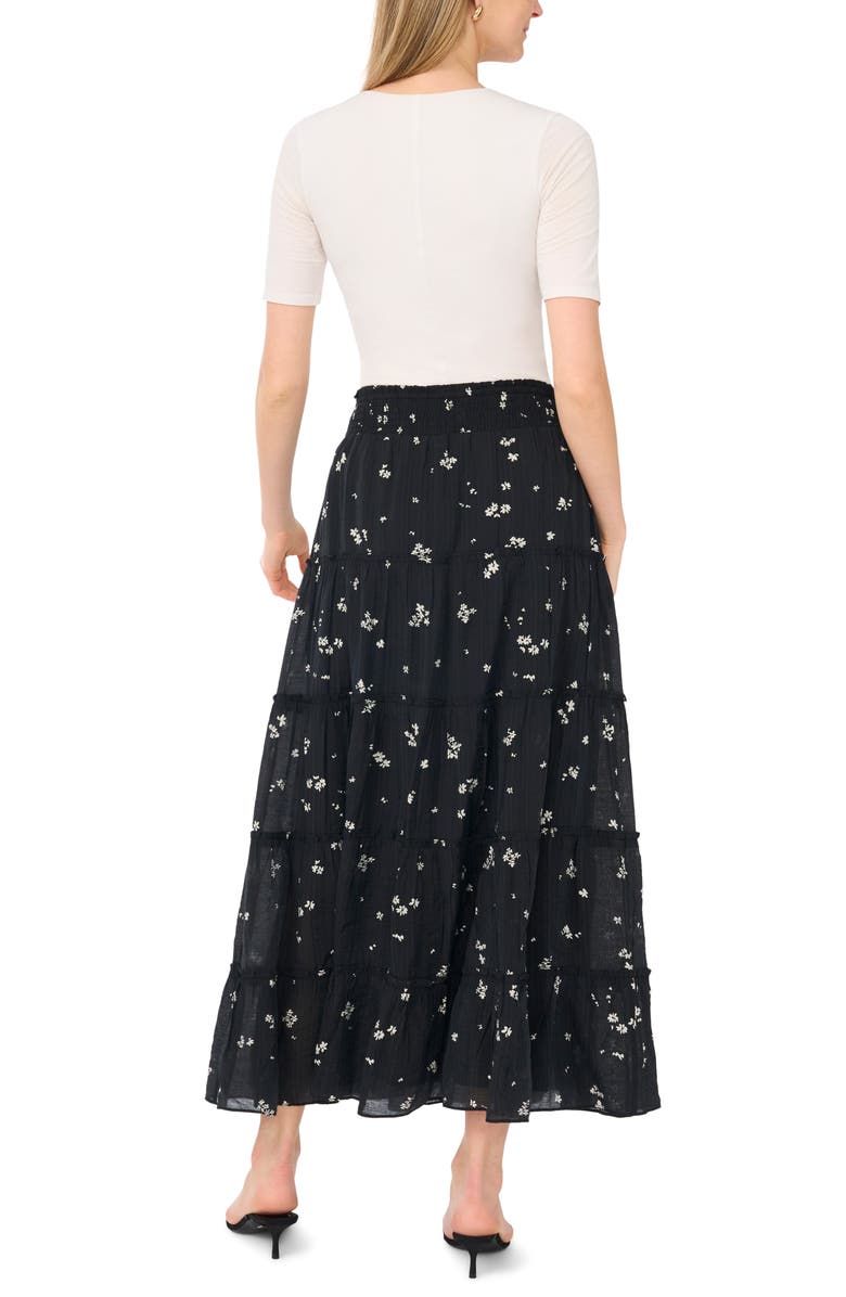 Vince Camuto Floral Tiered Skirt, Alternate, color, Rich Black