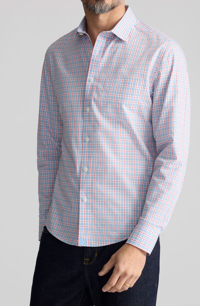 UNTUCKit Ridge Check Wrinkle Free Cotton Button-Up Shirt, Main, color, Blue Red