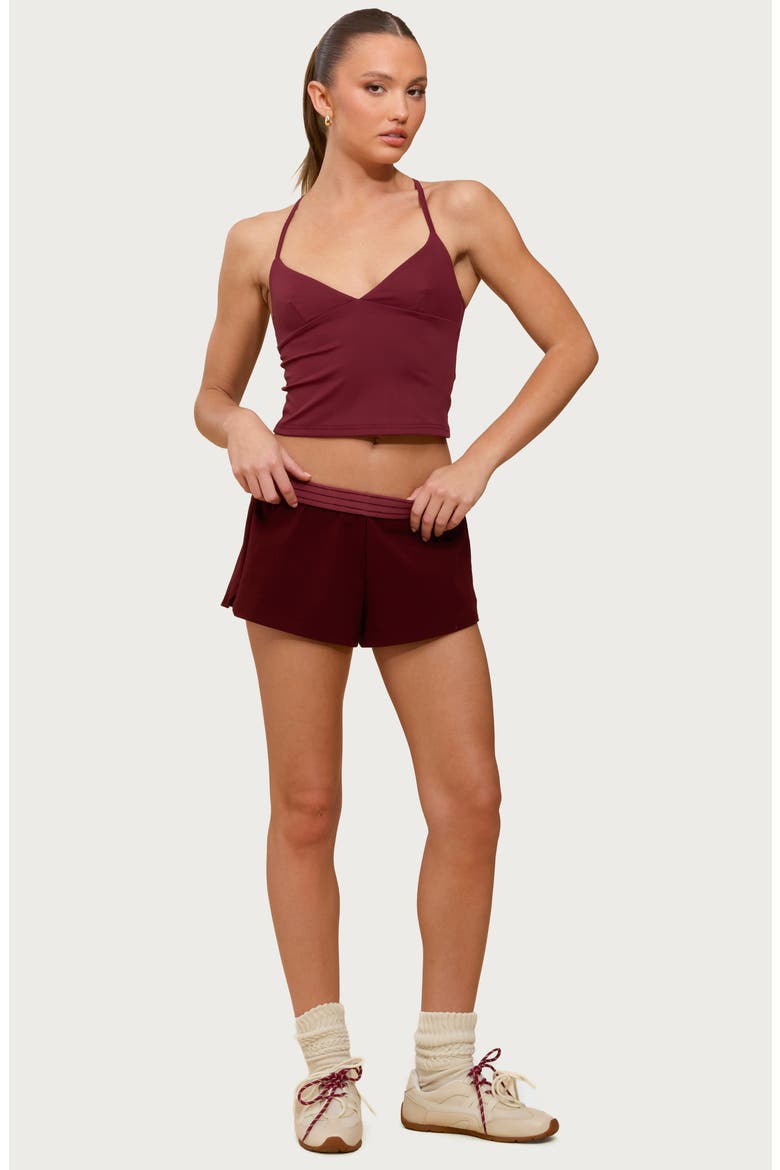 Noemi Stripe Foldover Shorts, Alternate, color, BURGUNDY