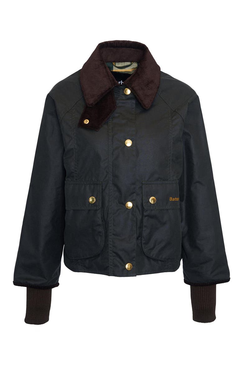 Beadnell Crop Waxed Cotton Jacket, Alternate, color, SAGE/ANCIENT