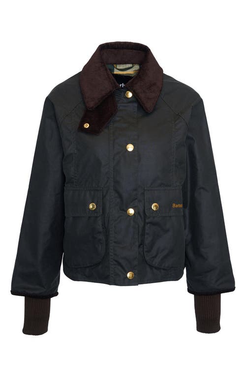 Barbour Beadnell Water Resistant Crop Waxed Cotton Jacket In Black