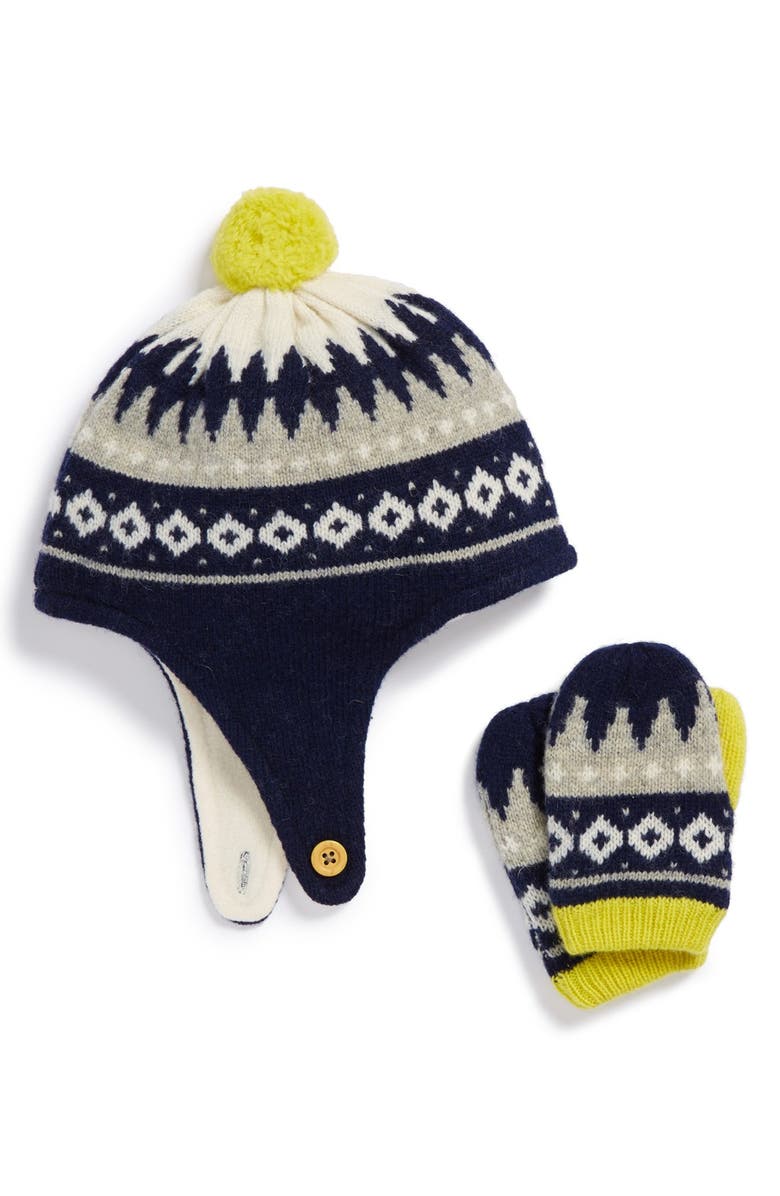 Mini Boden Wool Blend Hat & Mittens Set, Main, color, 