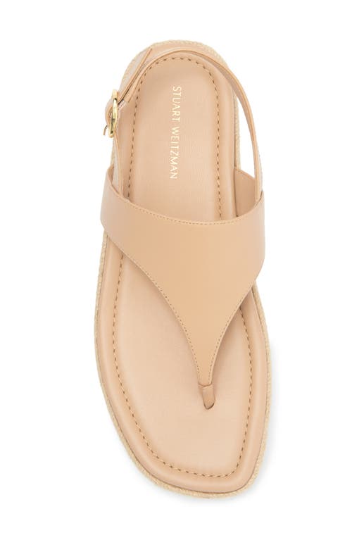 Stuart Weitzman Mel Leather Espadrille Flatform Sandal In Golden Beige