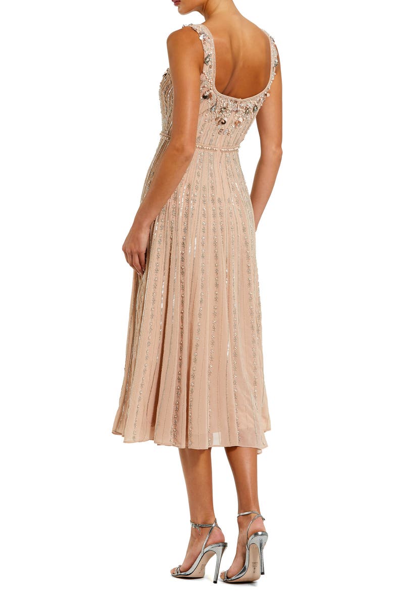 Mac Duggal Sleeveless Scoop Neck Beaded Georgette Midi Dress, Alternate, color, Rose