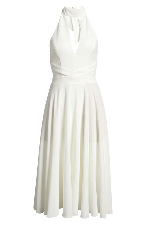 Black Halo Caelith Halter Midi Dress In White