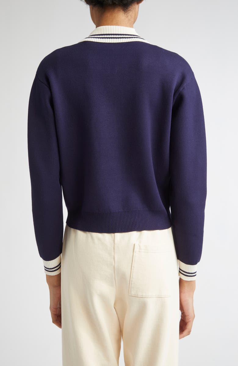 Sporty & Rich Royal Club Embroidered Zip Cardigan, Alternate, color, Dark Navy