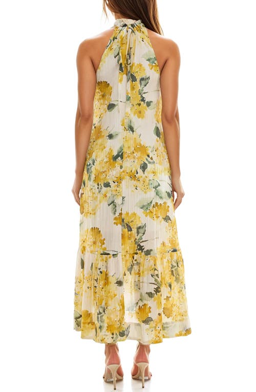 Socialite High/low Halter Dress In Yellow/sage