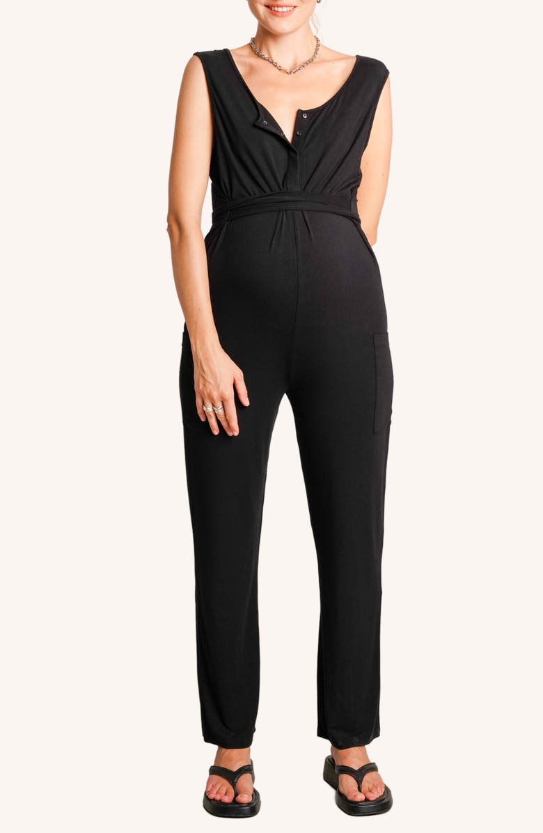 Nom Maternity Romy Utility Maternity/Nursing Jumpsuit, Main, color, 