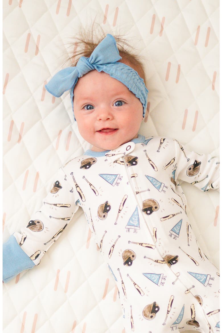 Print Fitted One-Piece Organic Cotton Footie Pajamas, Alternate, color, LET'S GO