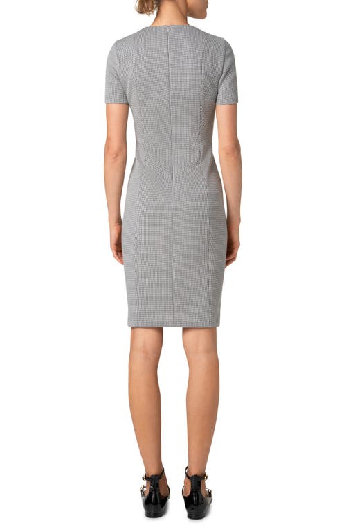 Akris Punto Micro Houndstooth Jersey Sheath Dress In Black-cream