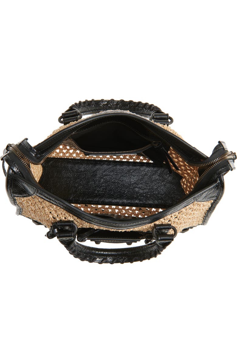 Balenciaga Small Le City Raffia Bag, Alternate, color, Natural/ Black