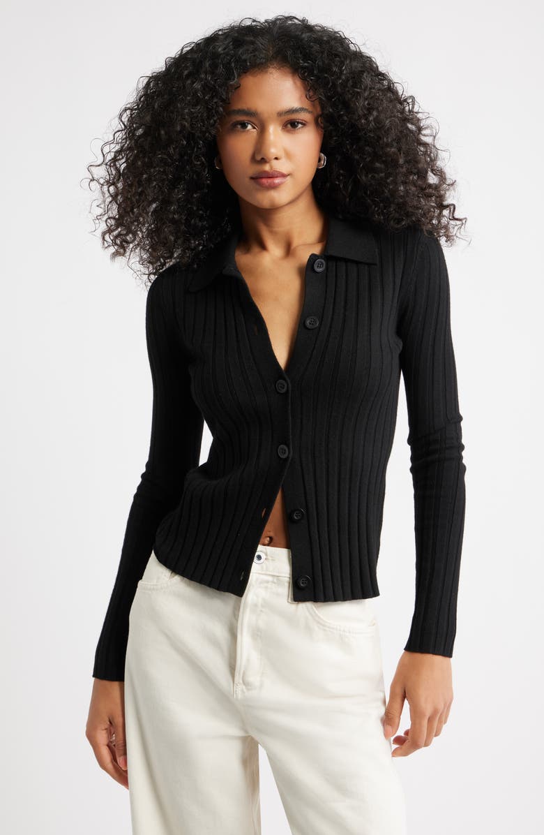 Open Edit Collared Rib Cardigan, Main, color,