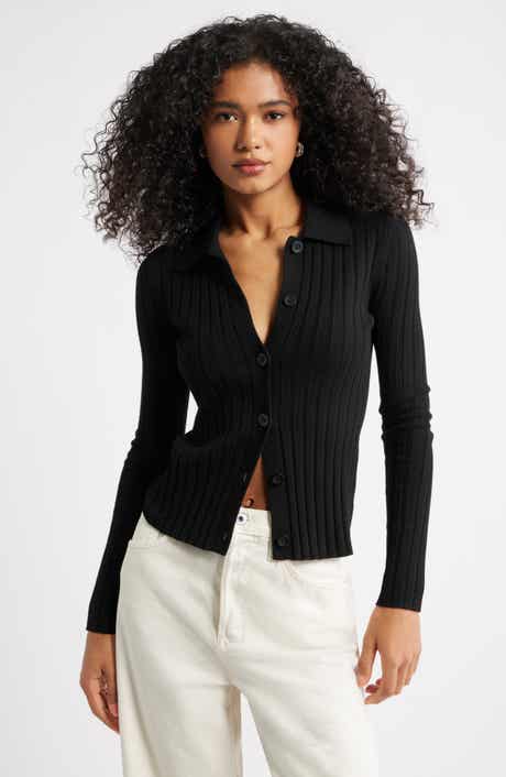 Open Edit Collared Rib Cardigan