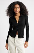 Open Edit Collared Rib Cardigan