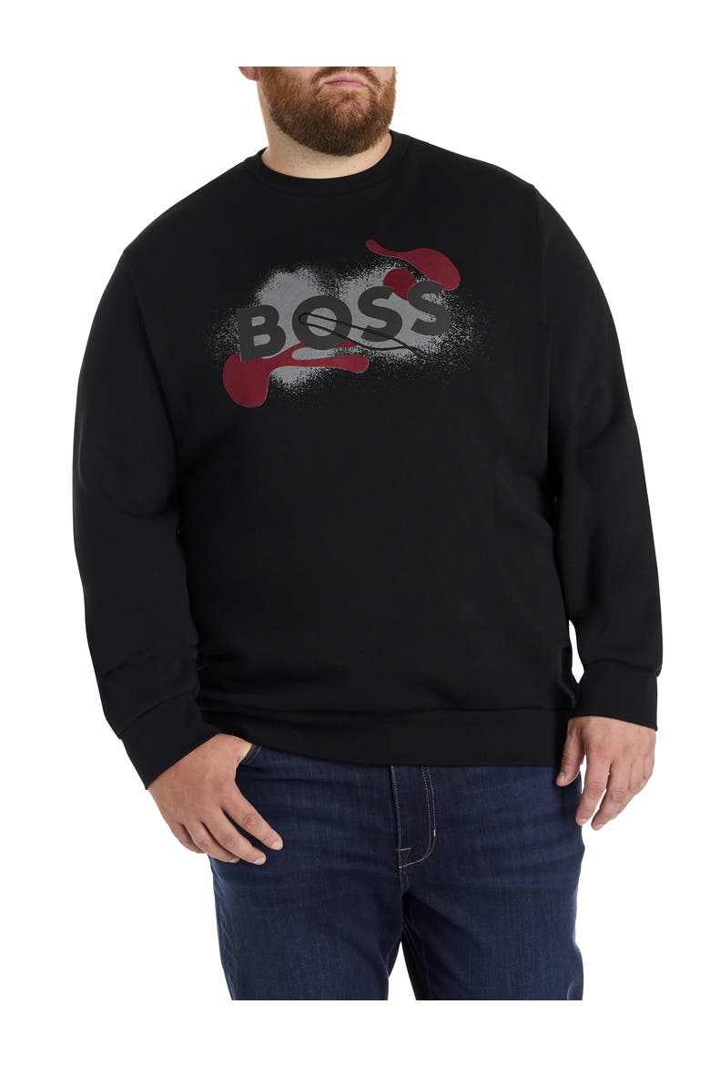 Big & Tall Crewneck Sweatshirt, Main, color, BLACK