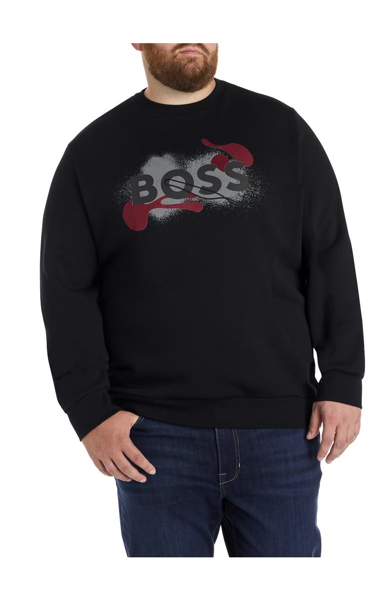 BOSS Big & Tall Crewneck Sweatshirt, Main, color, Black