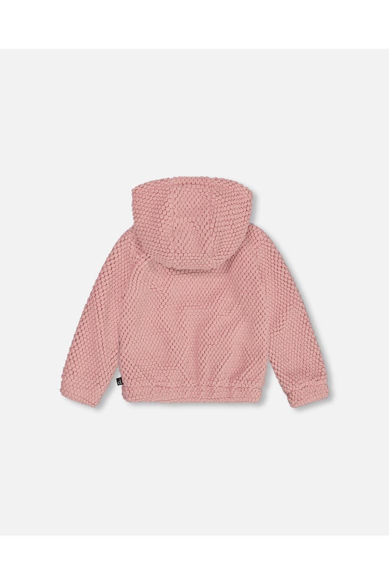 Little Girl's Hooded Plush Vest Dusty Pink, Alternate, color, Rosette