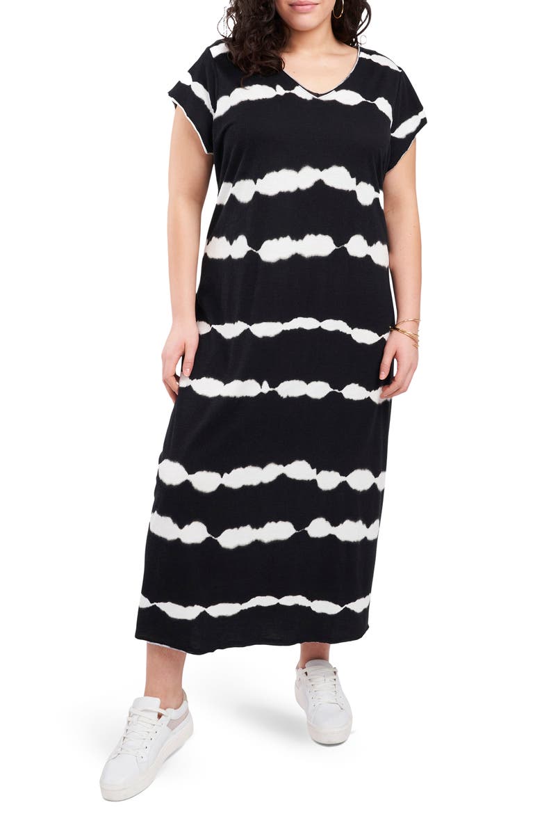 Tie Dye Cotton & Modal Maxi Dress, Main, color, RICH BLACK
