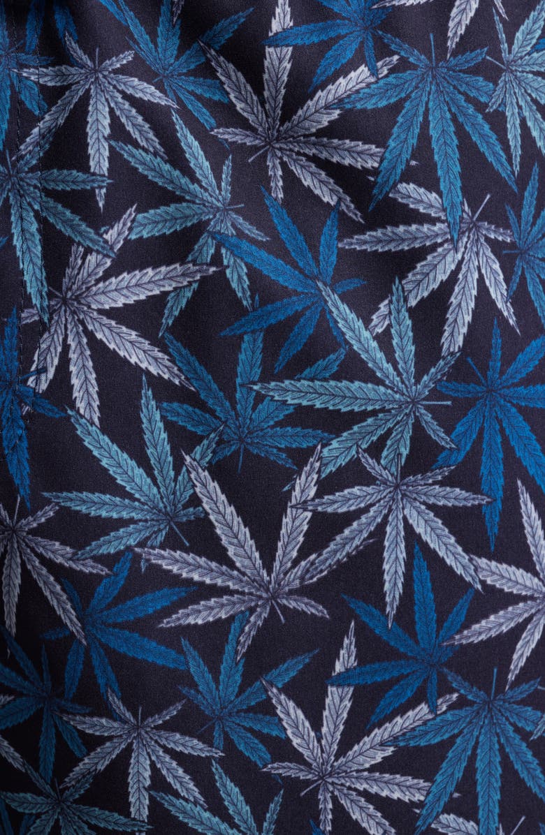 Stone Rose Leaf Print Swim Trunks, Alternate, color, 