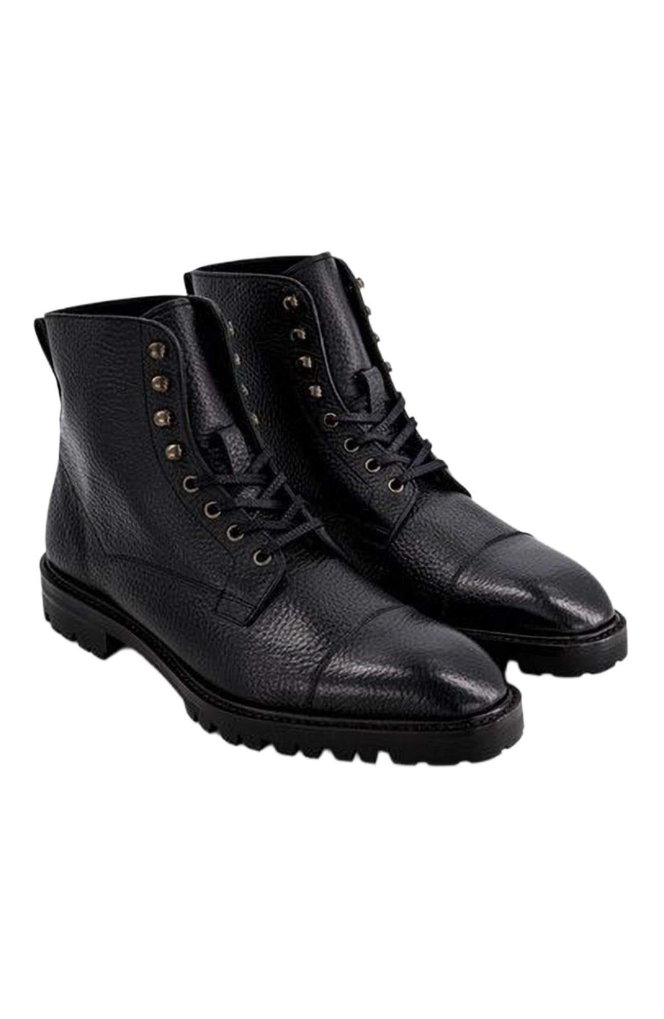 Anthony Veer Pembroke Cap-Toe Boot, Main, color, Obsidian Black Leather
